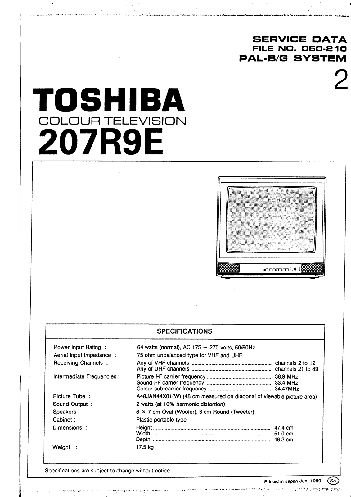 Toshiba 207R9E Service Manual