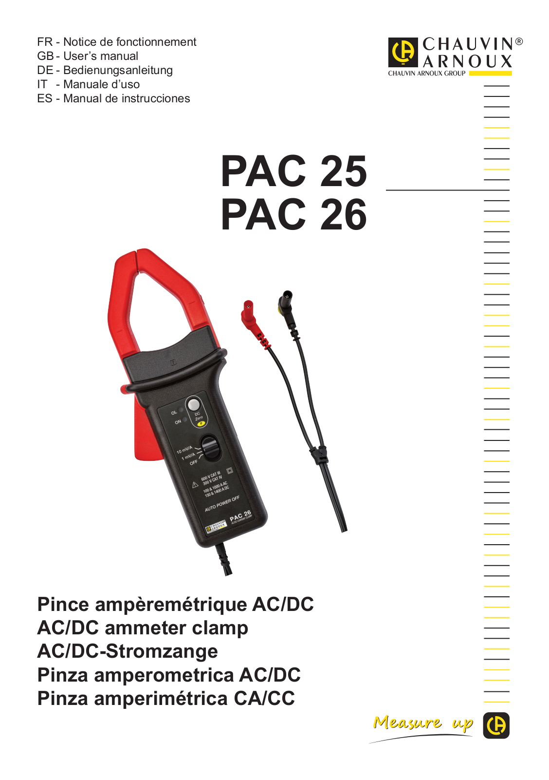 Chauvin Arnoux PAC 25, PAC 26 User’s manual