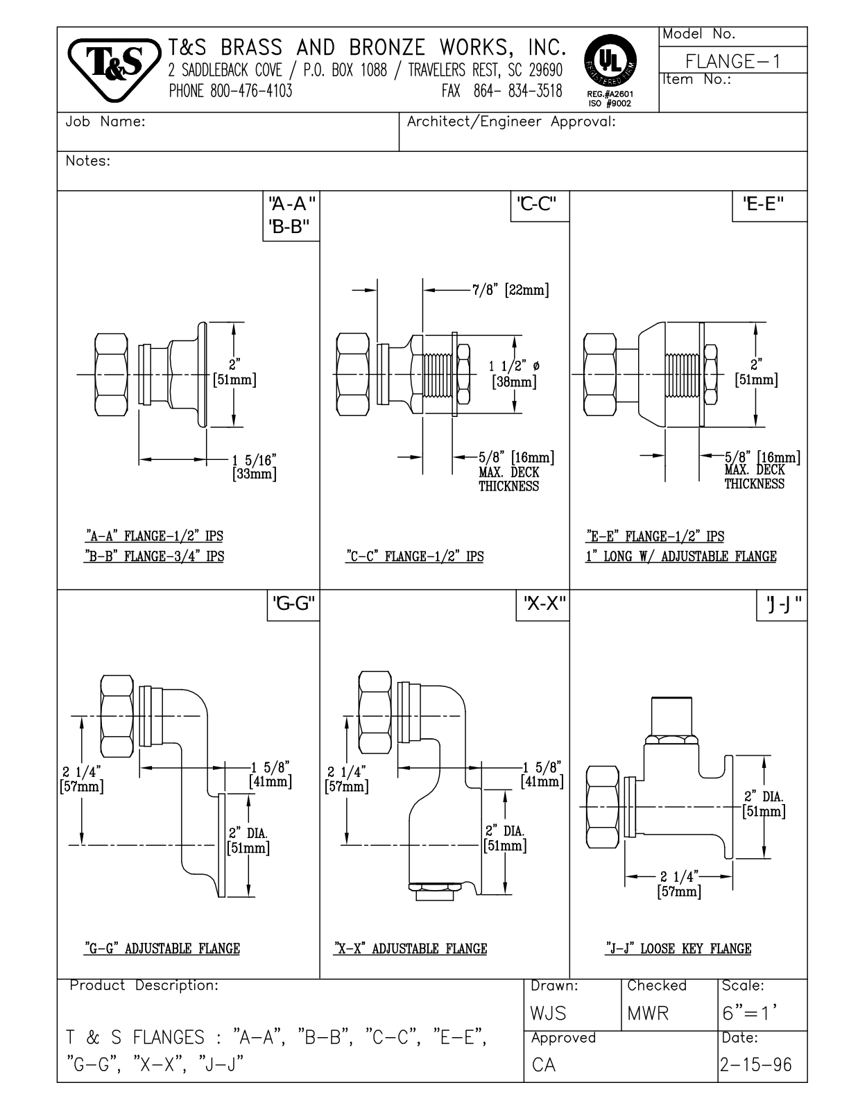 T&S Brass FLANGE-1 User Manual