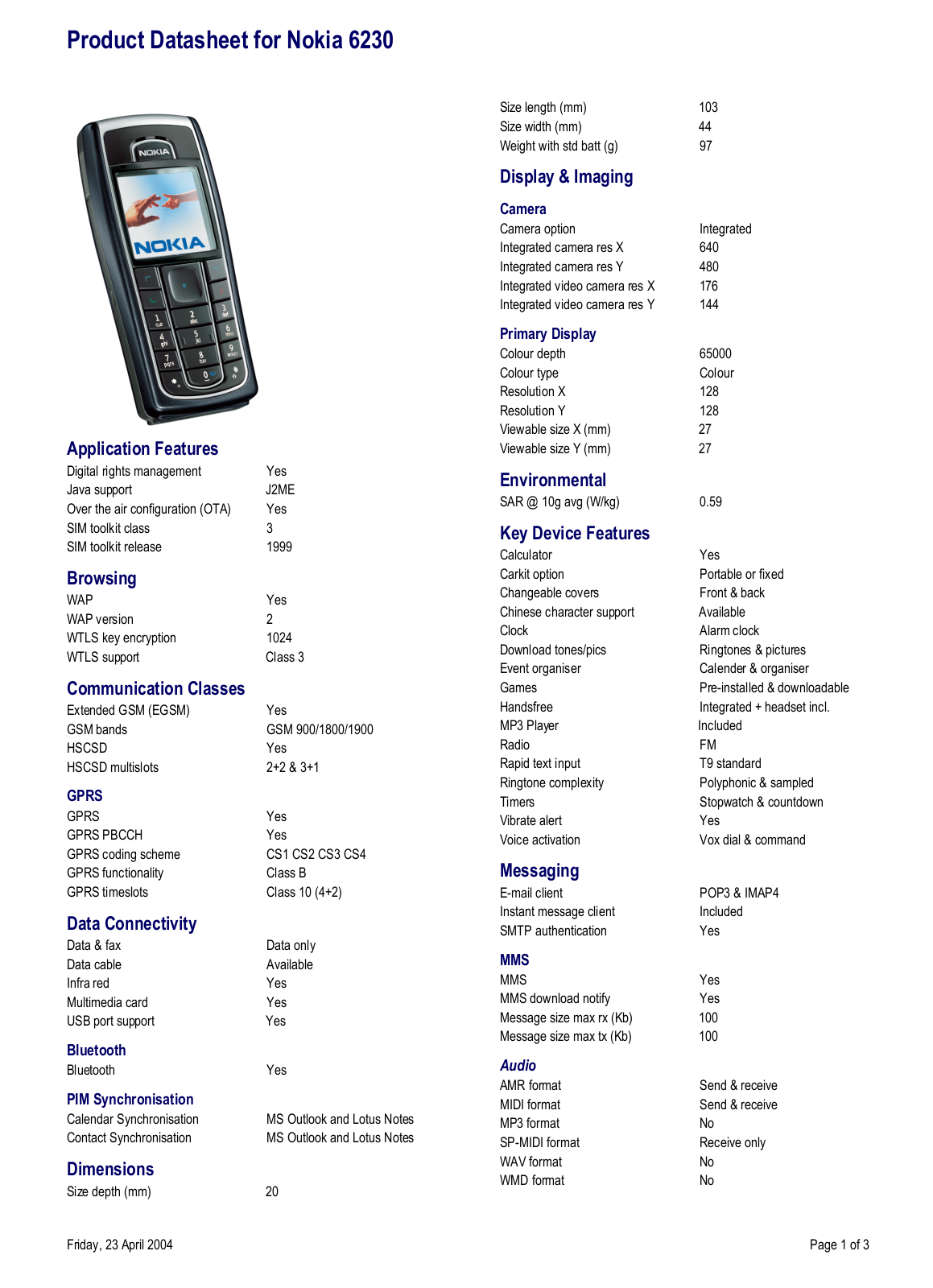 Nokia 6230 User Manual