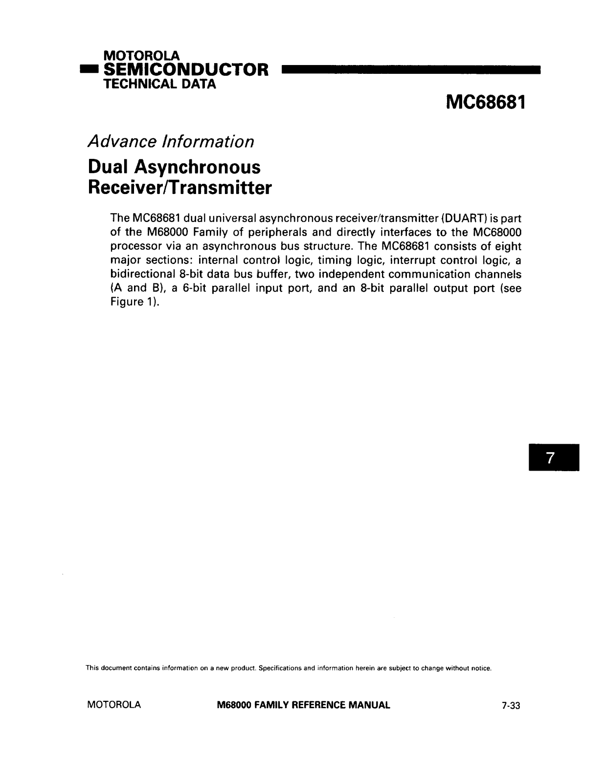 Motorola MC68681 Datasheet