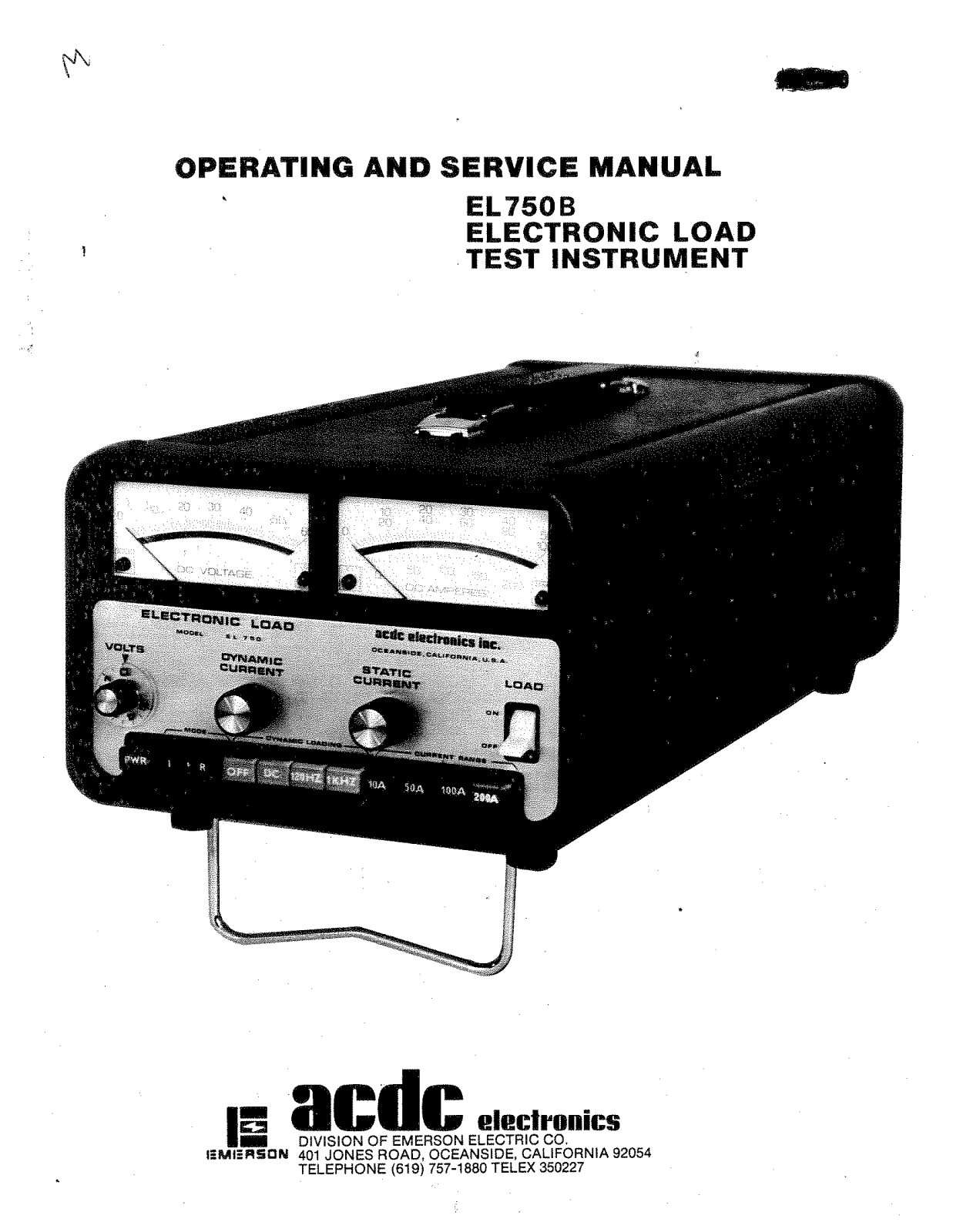 acdc electronics EL 750 B Service Manual