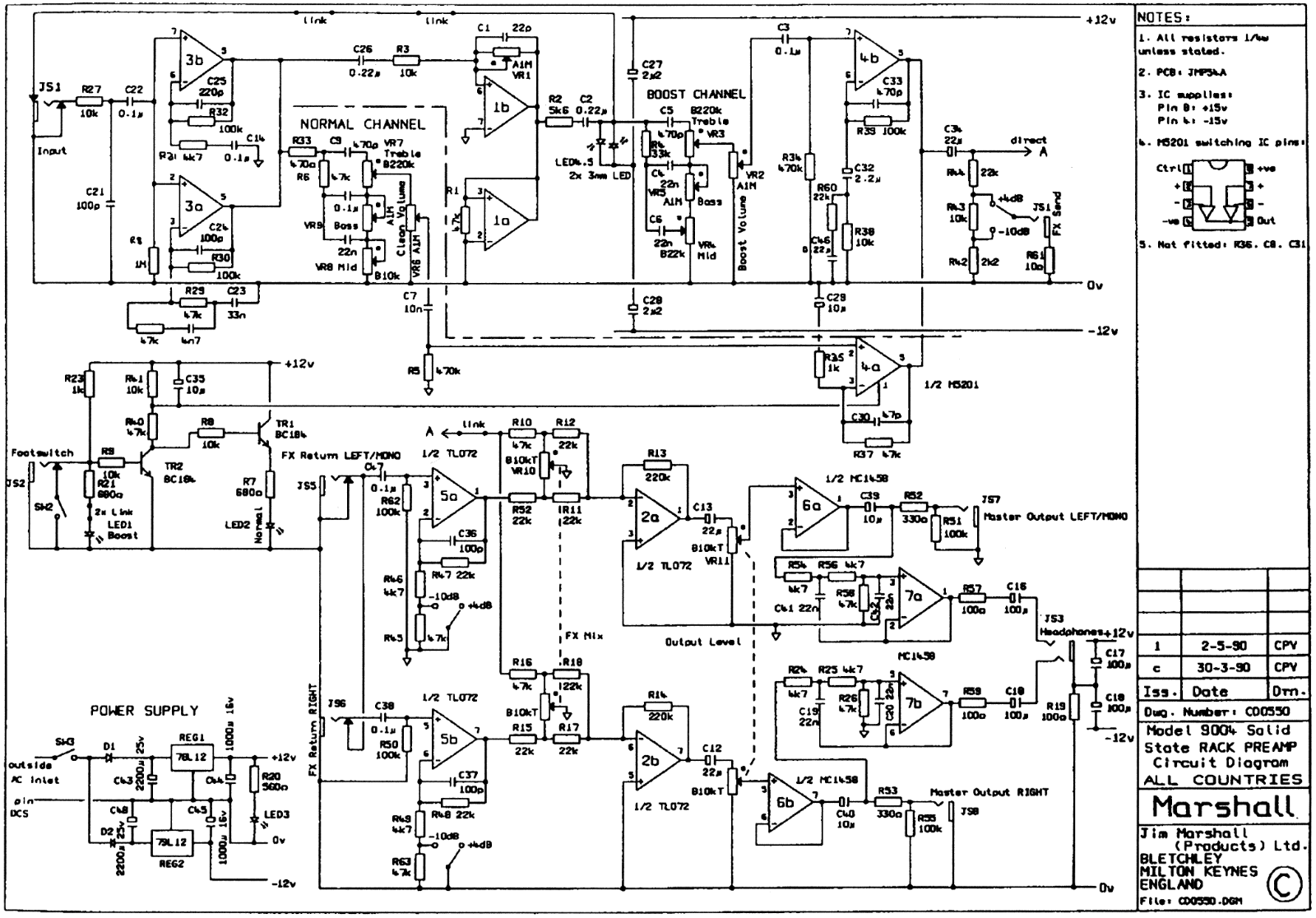 Marshall 9004-Preamp Schematic