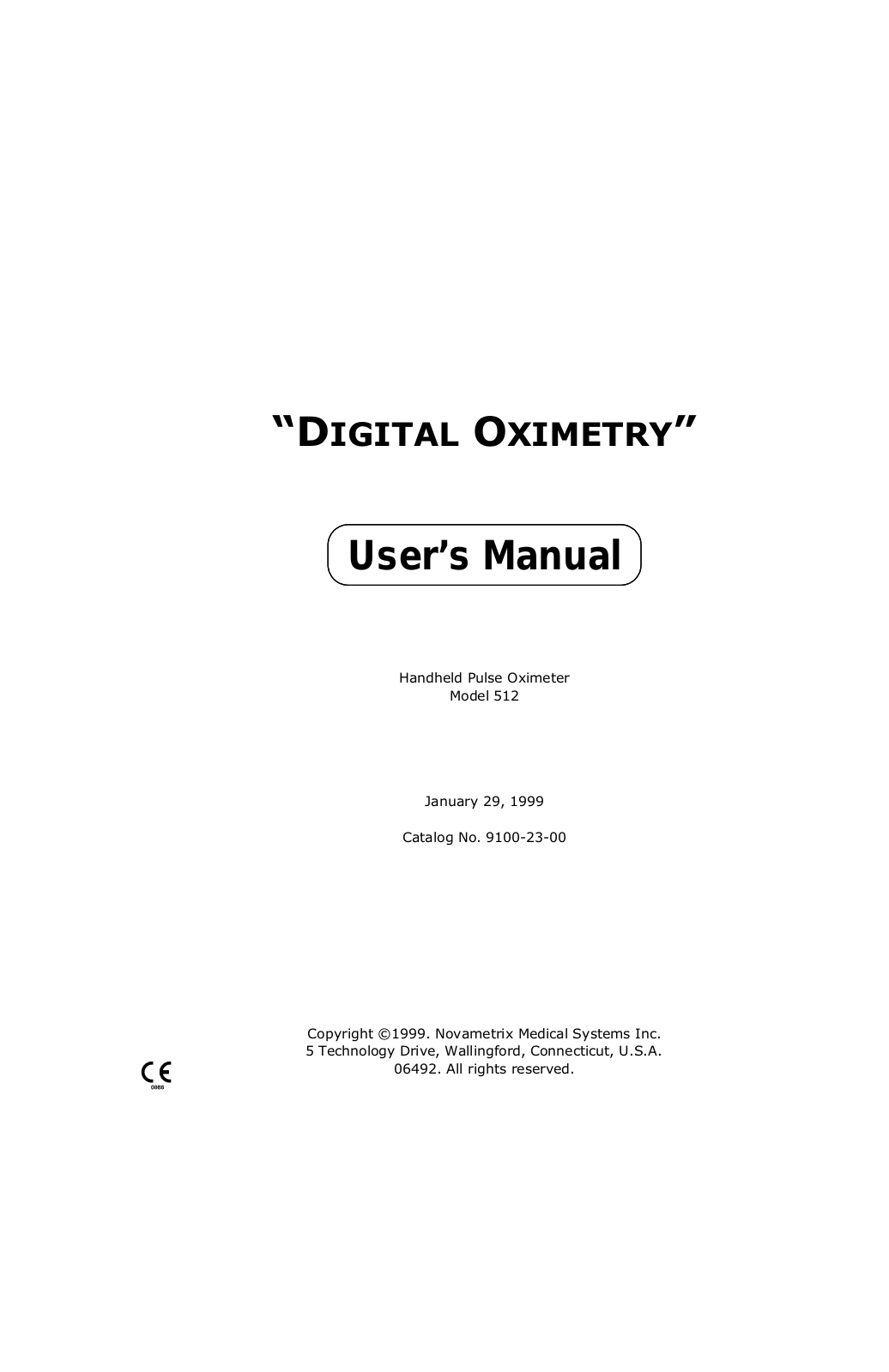 Novametrix 512, 513 User manual