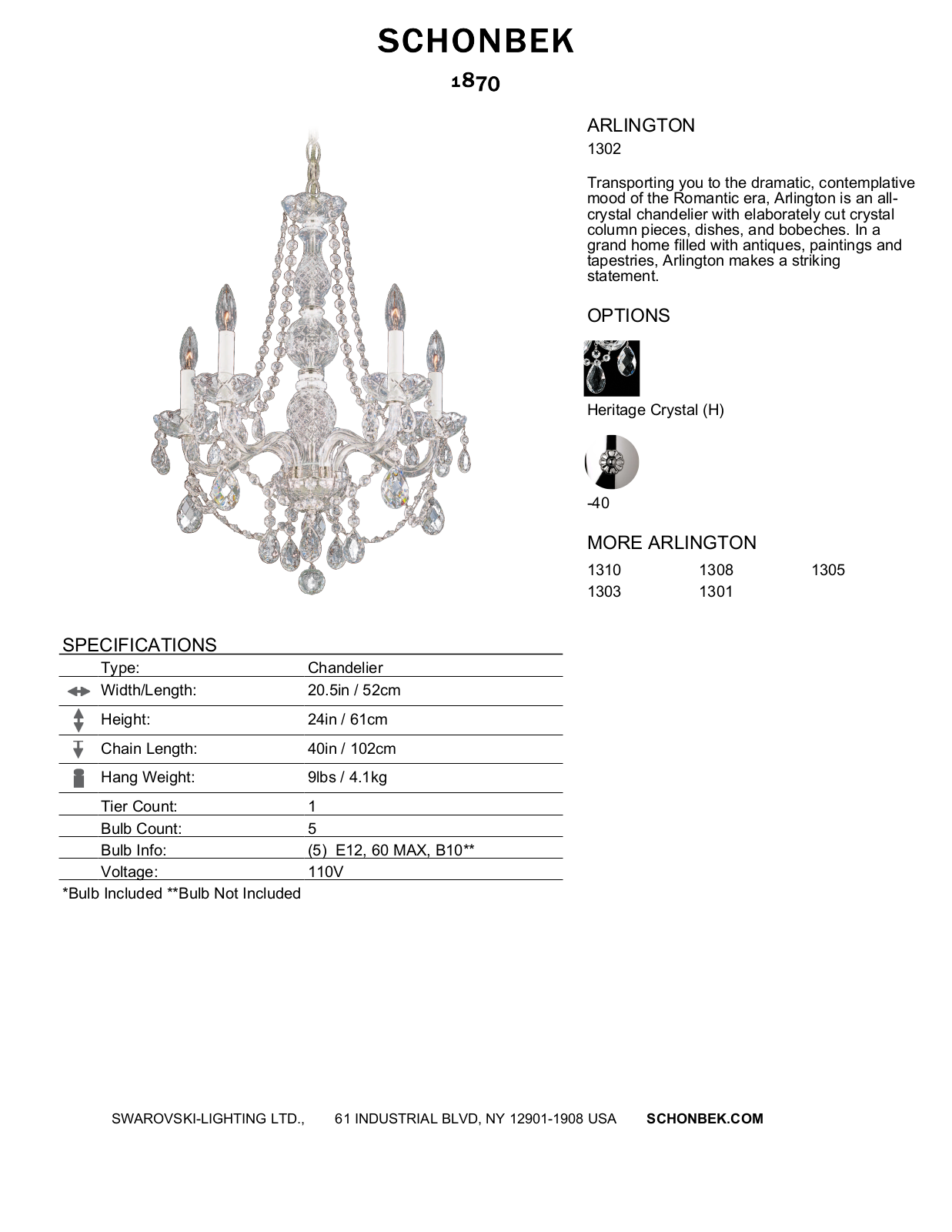 Schonbek SOC2019 Specifications - ManualMachine.com