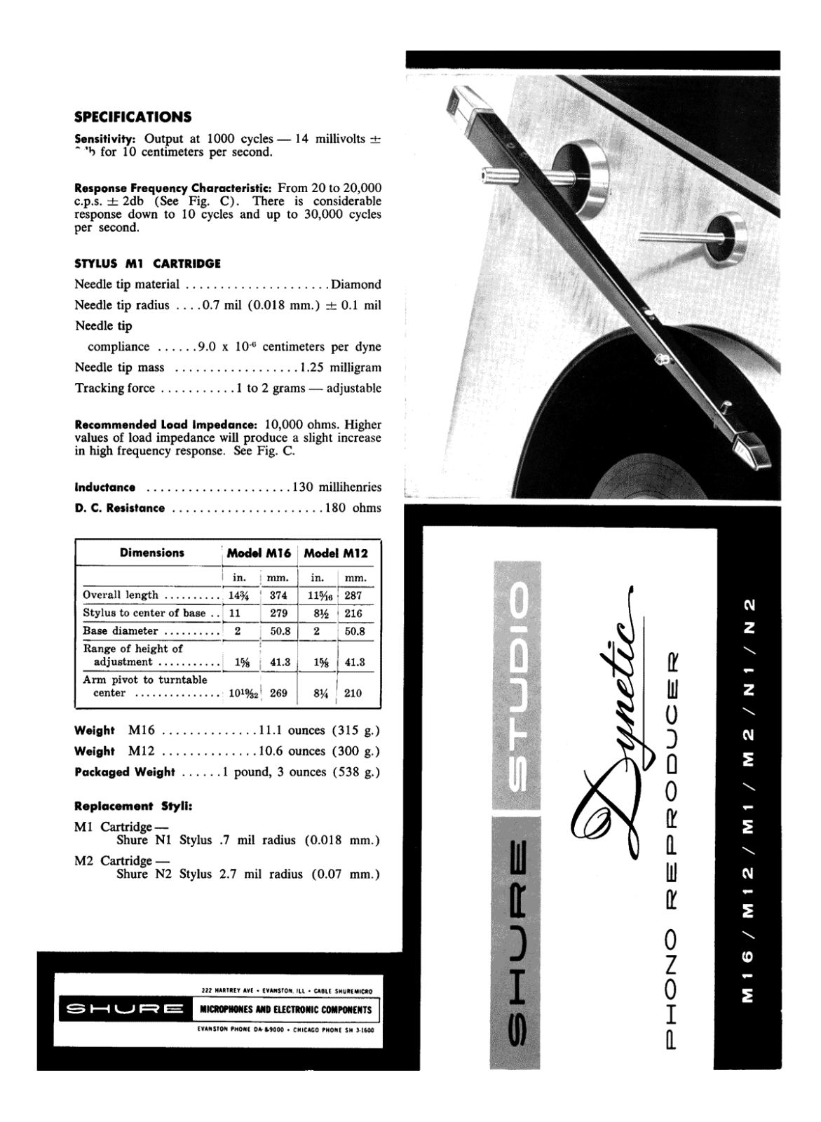 Shure M-12 Owners Manual