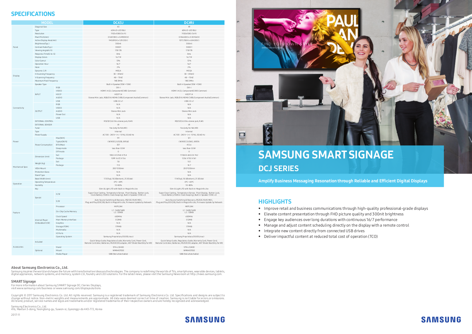 Samsung DC43J Datasheet