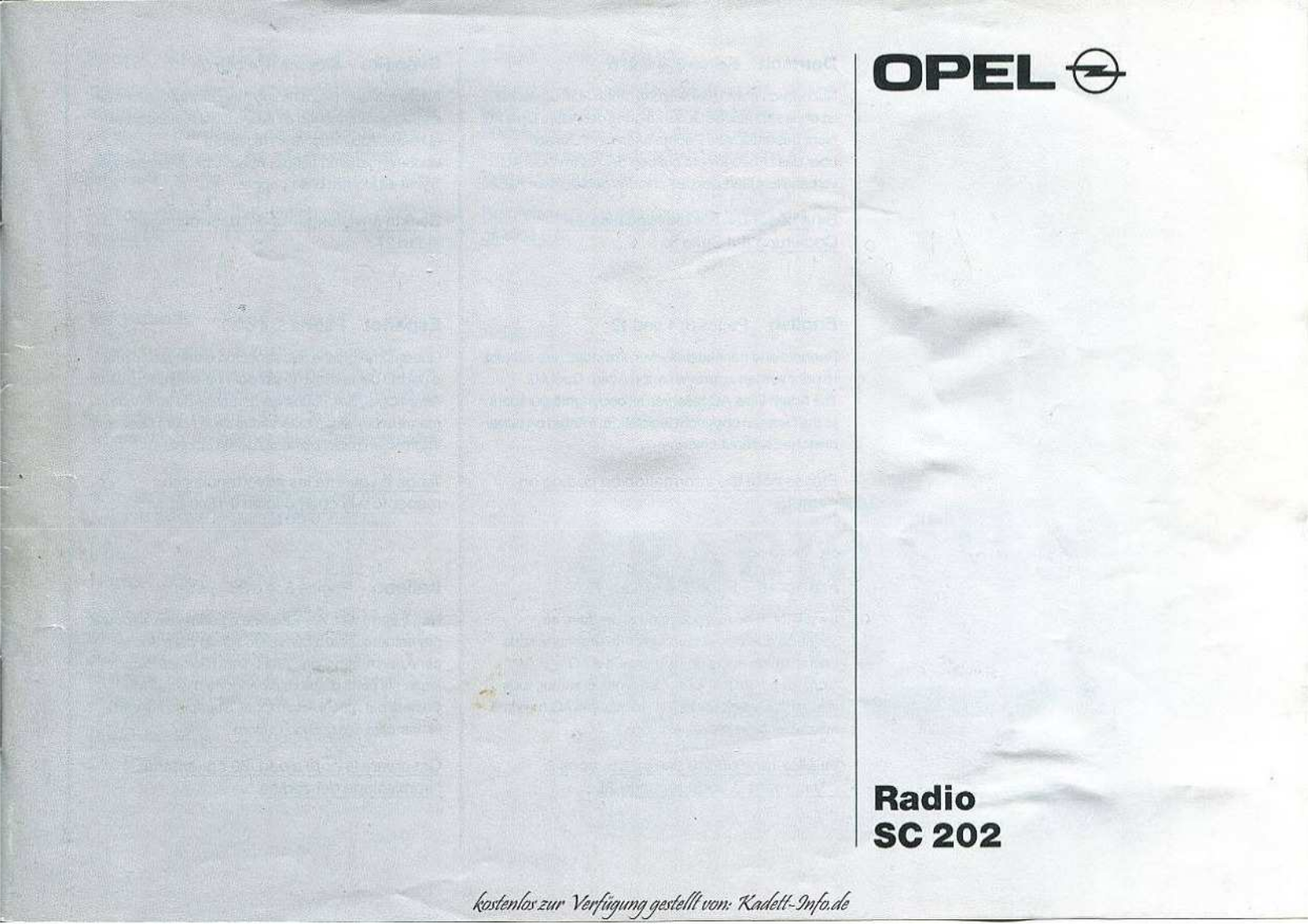 OPEL SC 202 User Manual