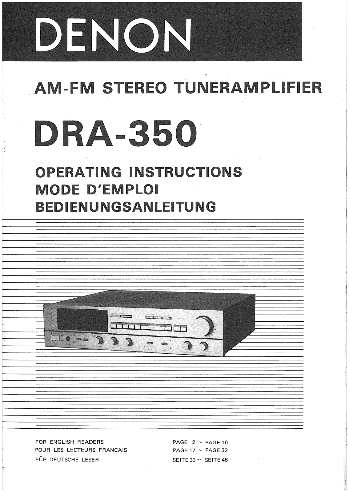 Denon DRA-350 Owner's Manual