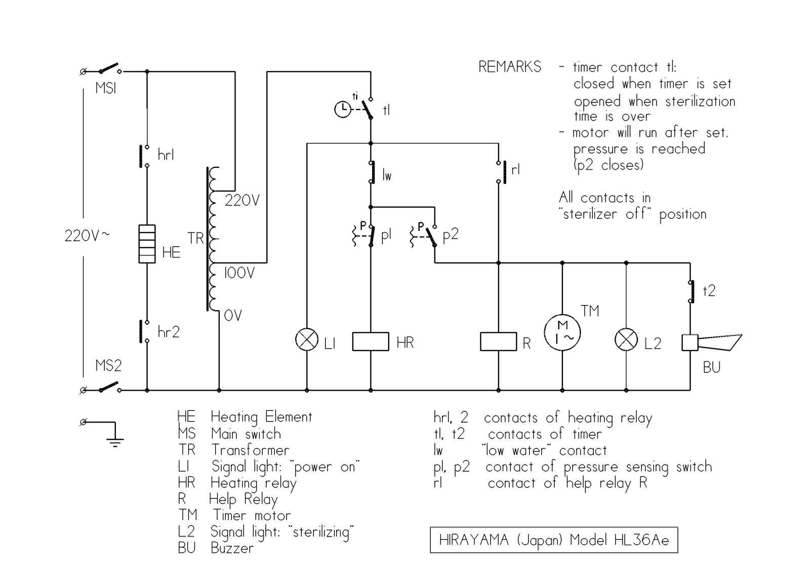 Hirayama HL36 Circuit diagram