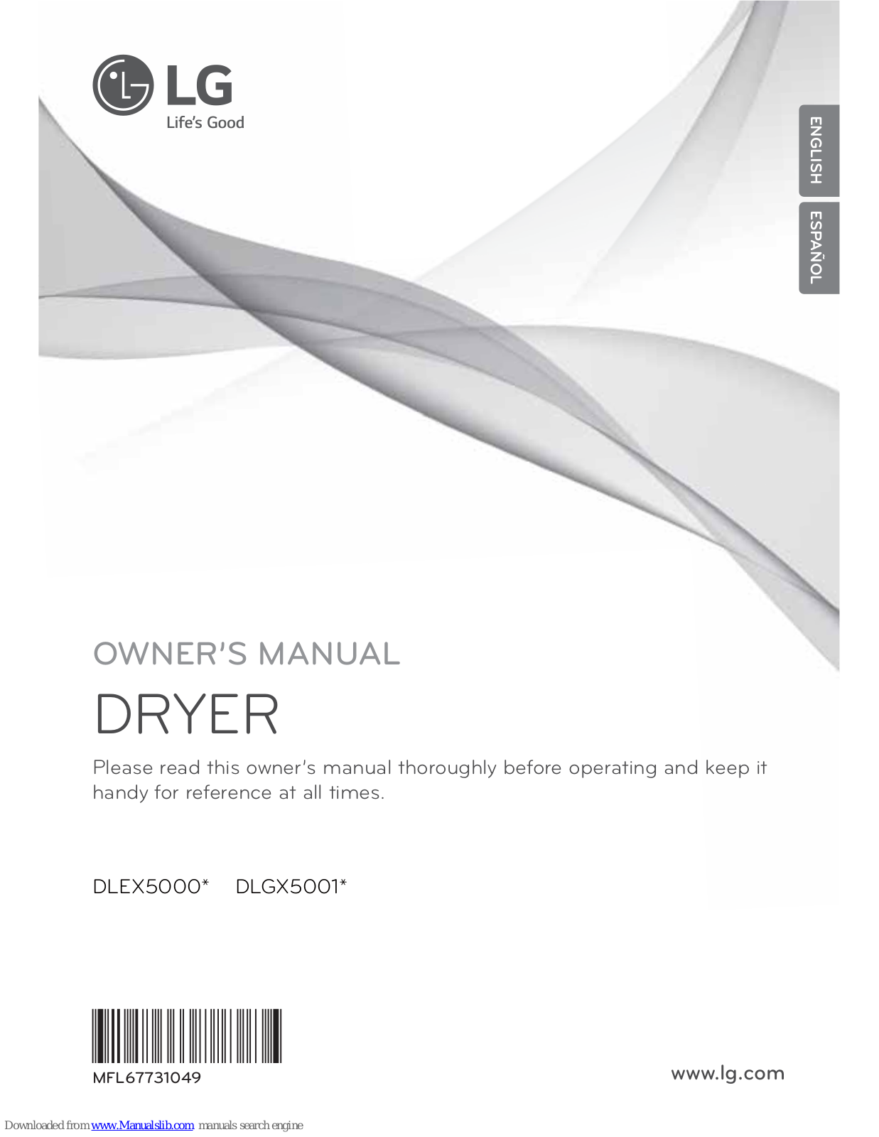 LG DLEX5000 Series, DLGX5001 Series Owner's Manual