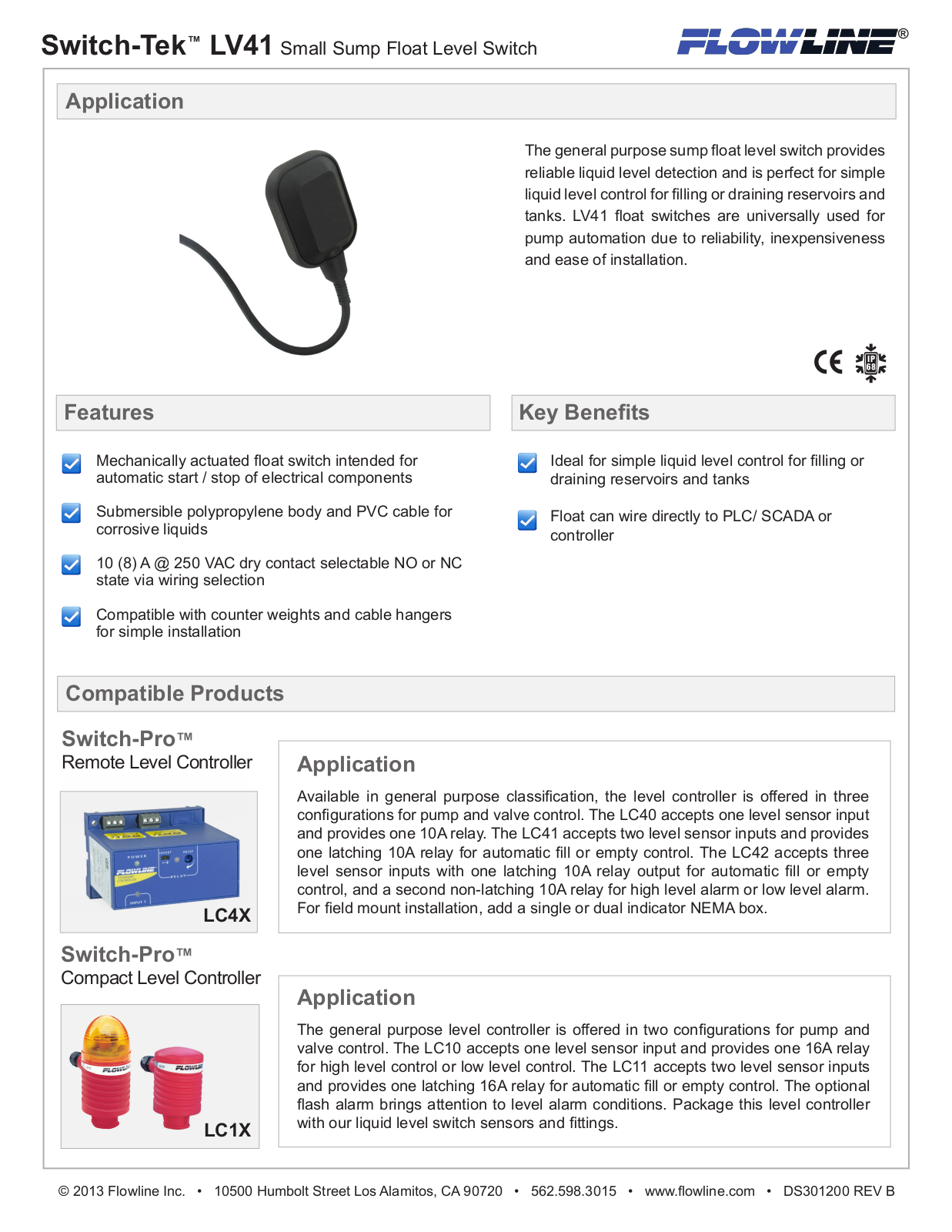 Flowline LV41 Specifications