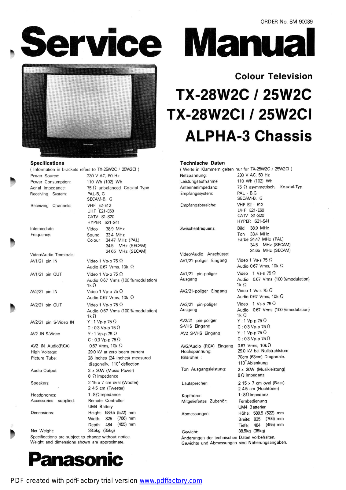 panasonic sm chassis alpha3 Datasheet - ManualMachine.com