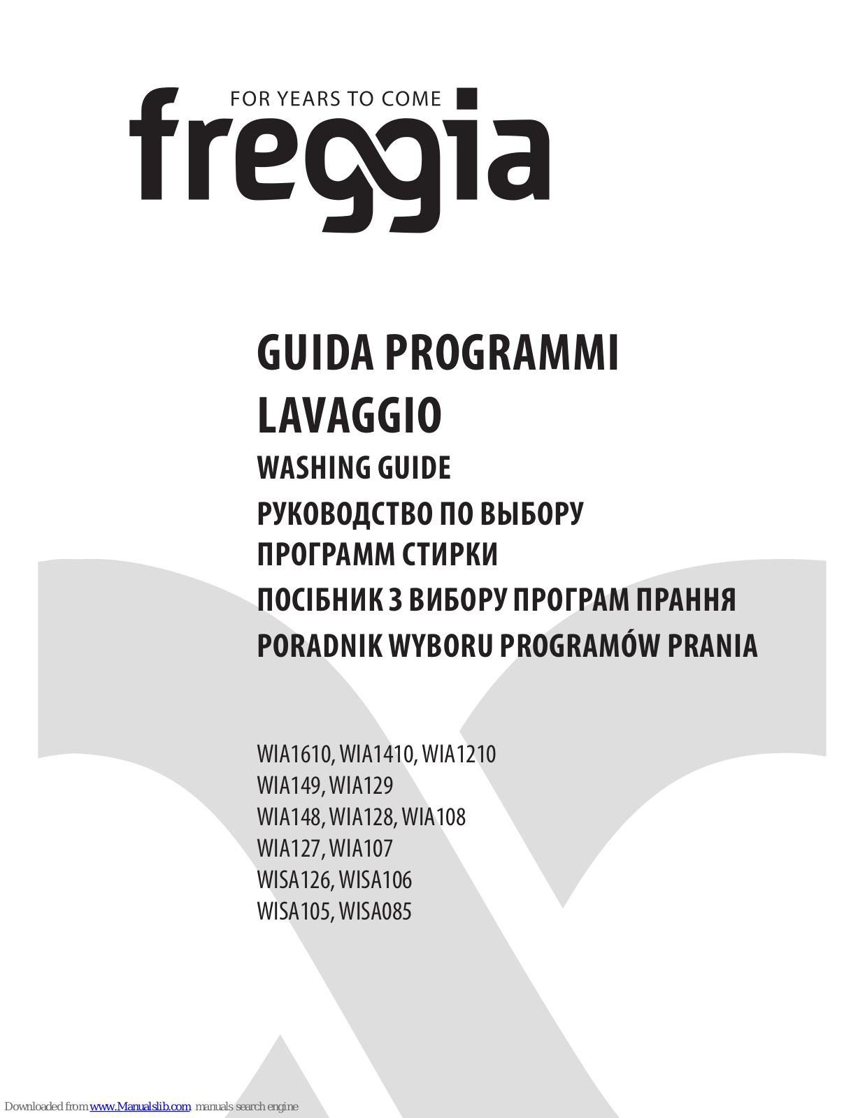 Freggia WIA1610, WIA1410, WIA129, WIA1210, WIA128 User Manual