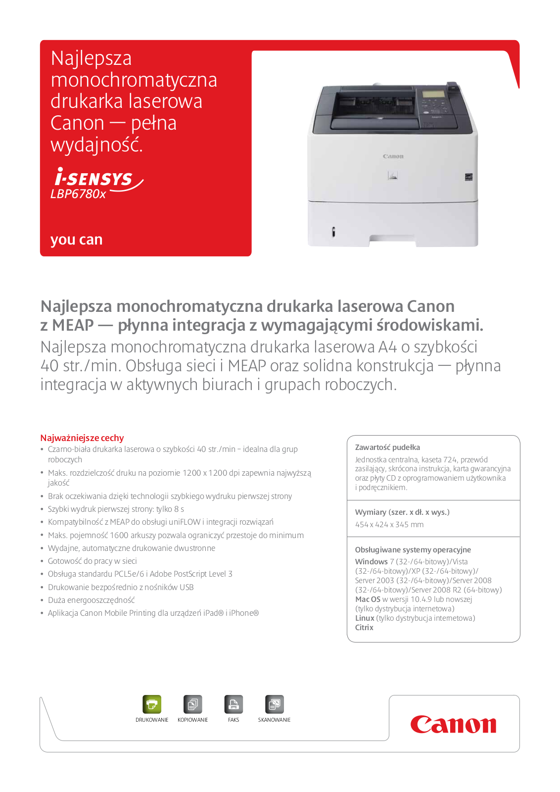 Canon I-SENSYS LBP6780X BROCHURE