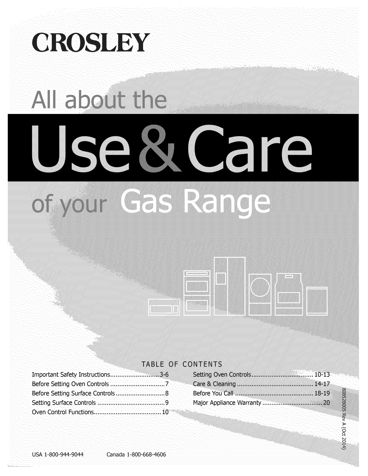 Crosley CRG3150SSB, CRG3150SSA, CRG3150PWD, CRG3150PWC, CRG3150PWB Owner’s Manual