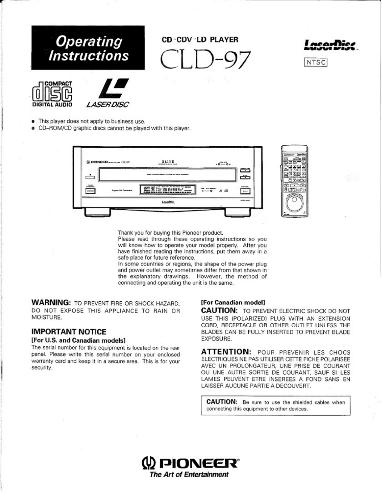 Pioneer CLD-97 User Manual