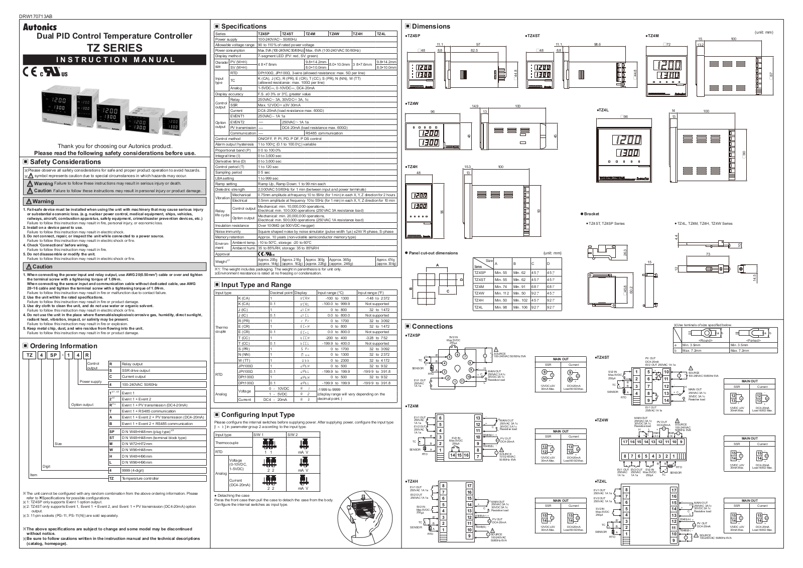 Autonics TZ SERIES Instruction Manual