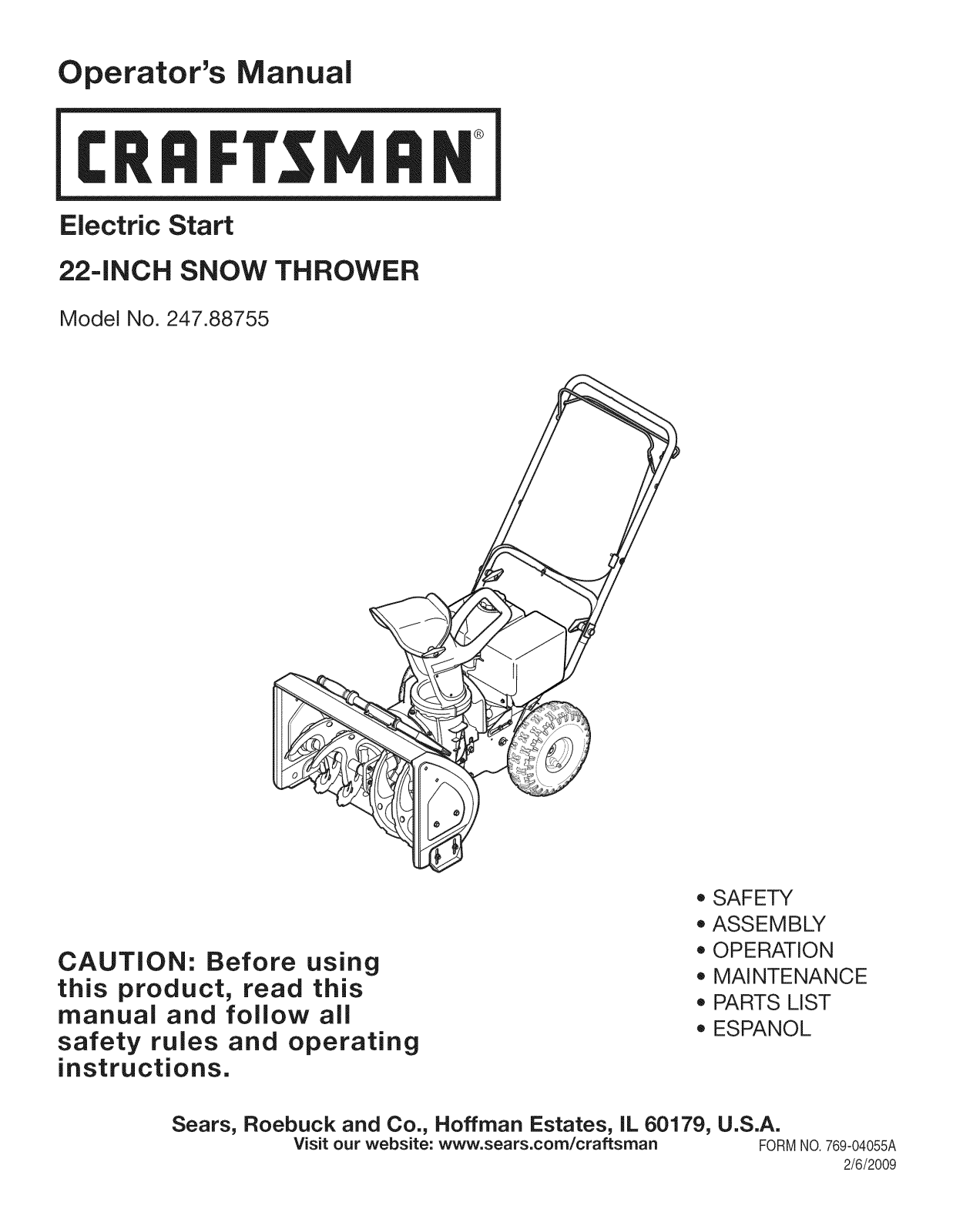 Craftsman 247887550 Owner’s Manual