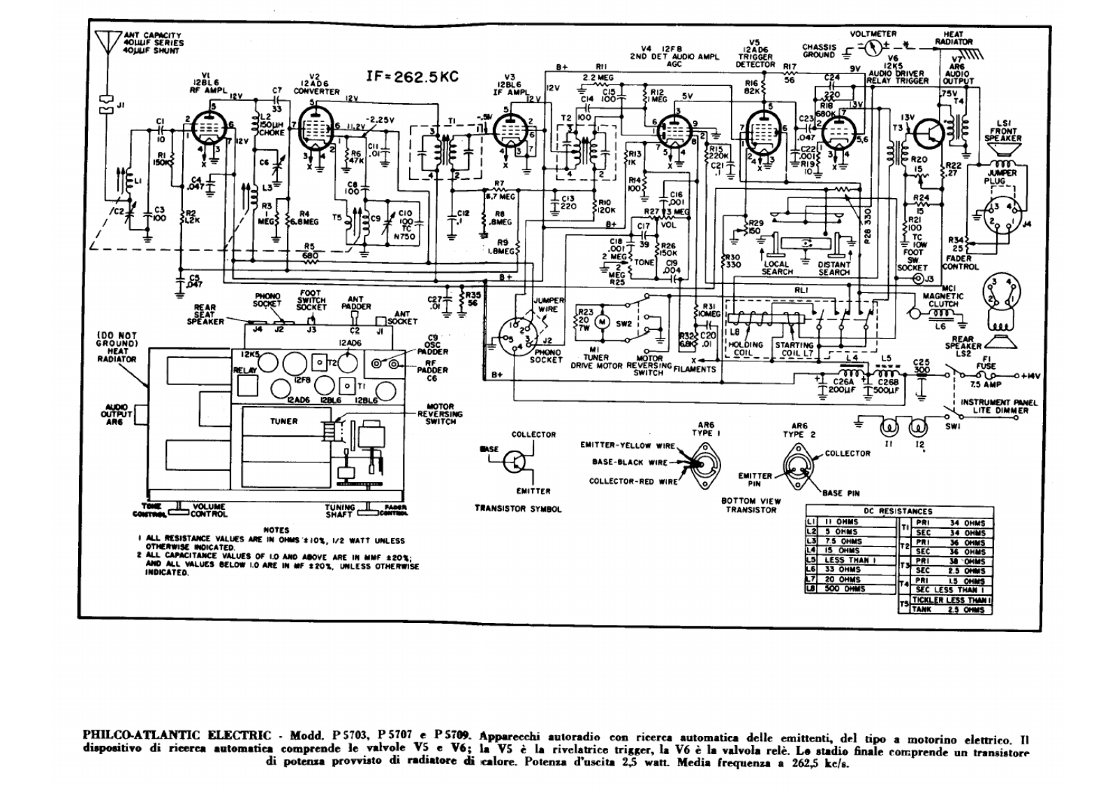 Philco p5703, p5707, p5709 schematic