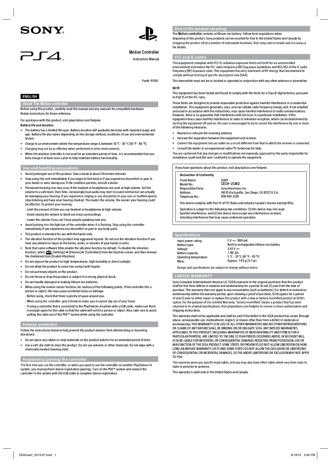 Sony CECHZCM2 User Manual