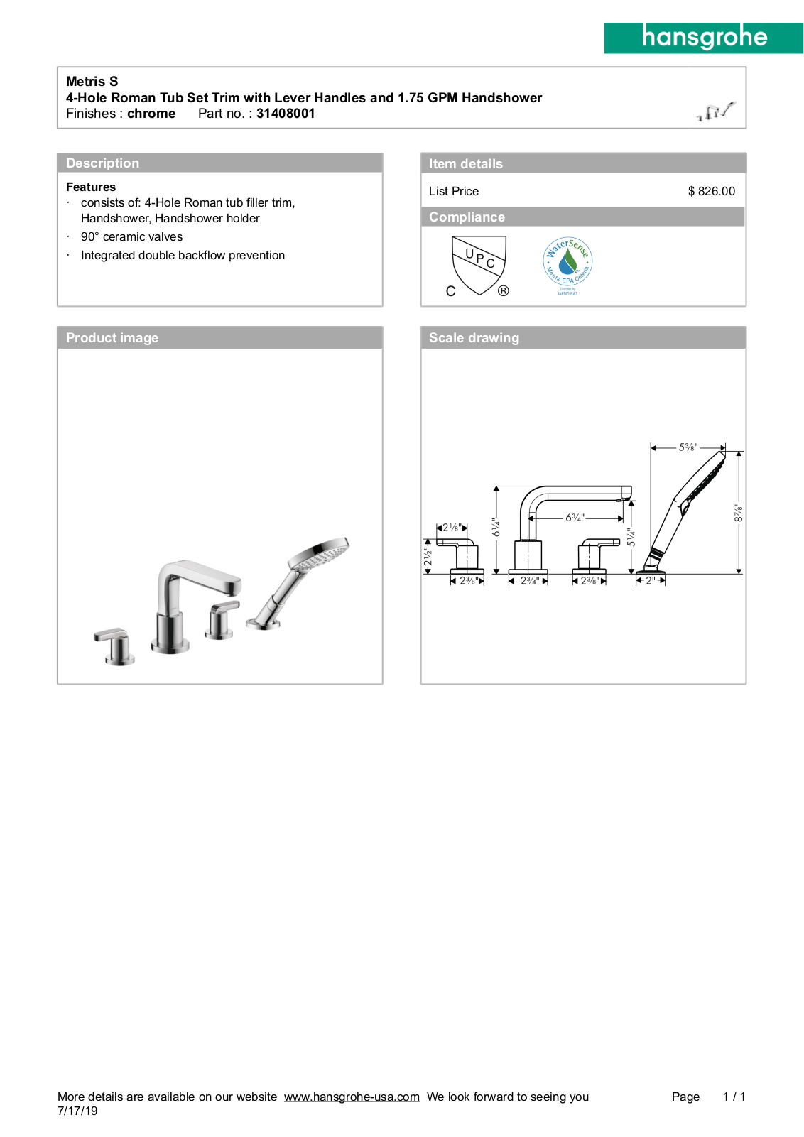 Hansgrohe GCDC1322 Specifications - ManualMachine.com