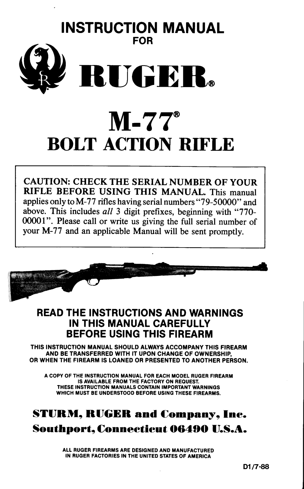 ruger m77 User Guide