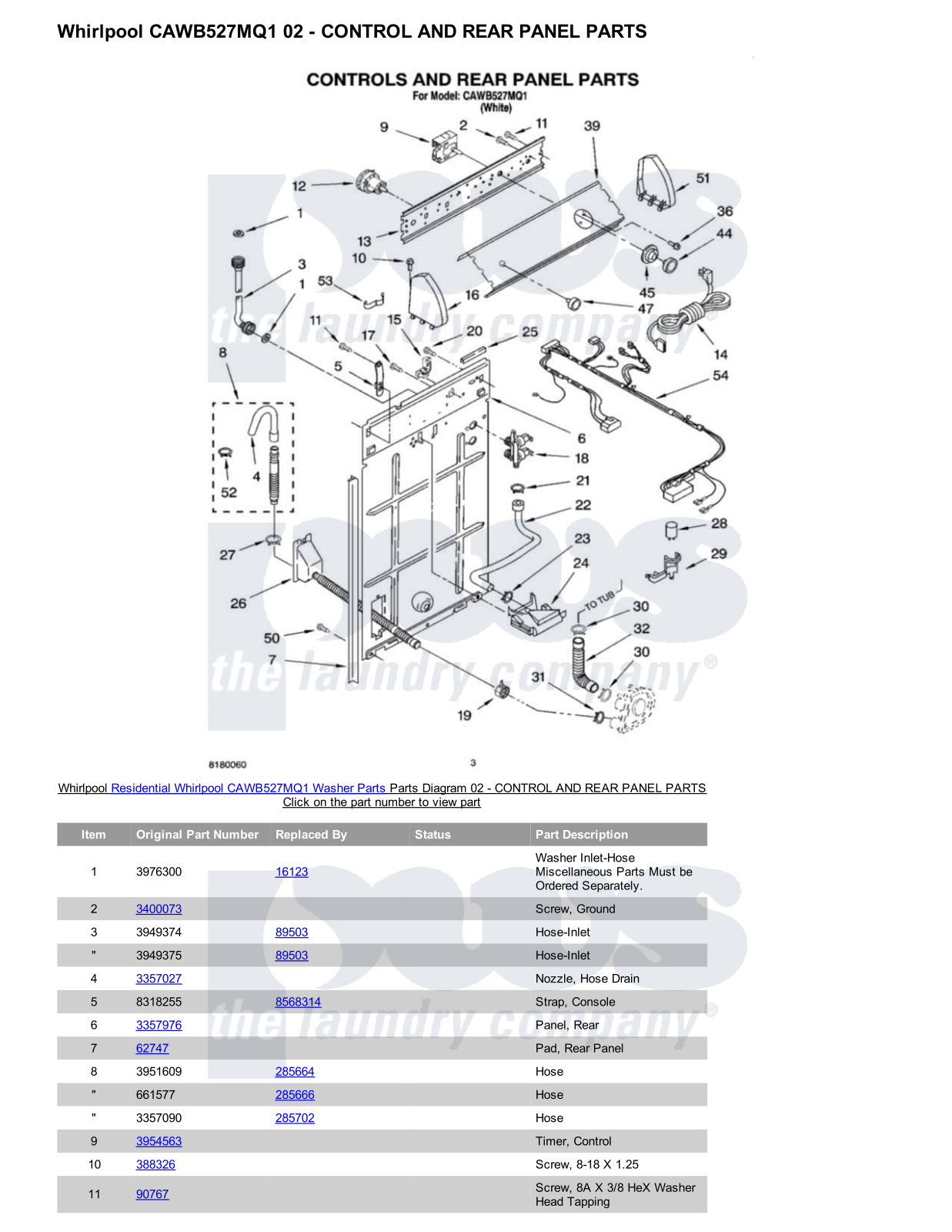 Whirlpool CAWB527MQ1 Parts Diagram