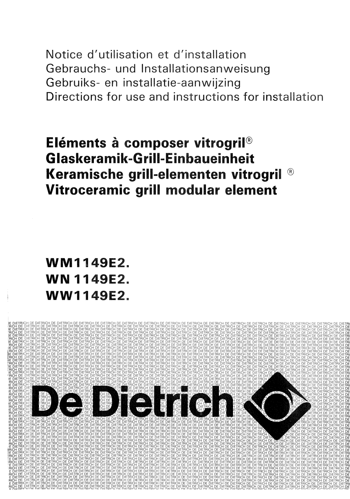 De dietrich WW1149E2, WN1149E2 User Manual