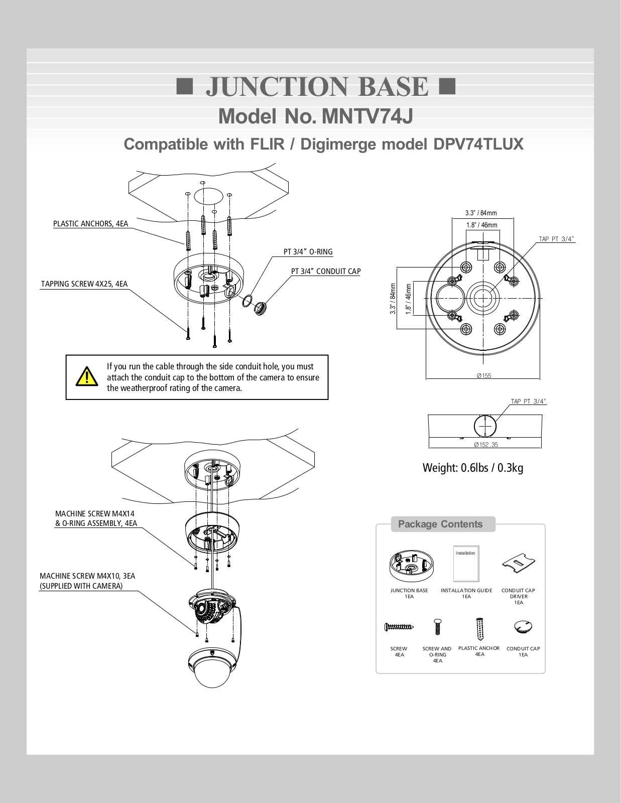 Flir MNTV74J Specsheet