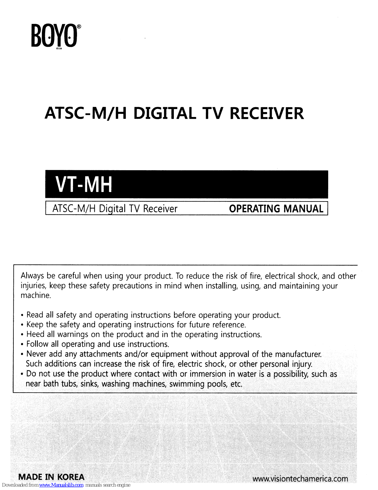 Boyo VT-MH Operating Manual - ManualMachine.com