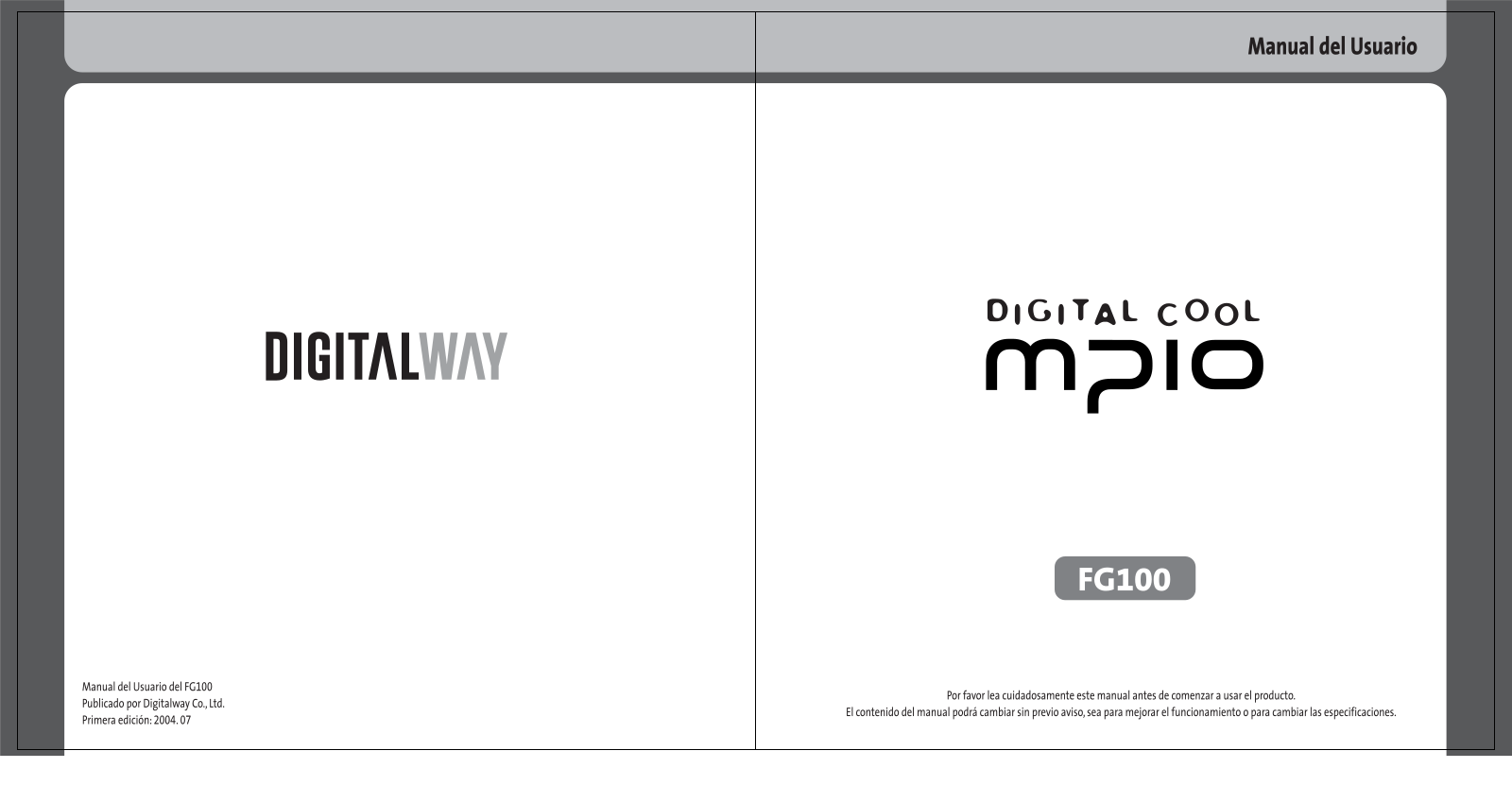 MPIO FG100 User Manual