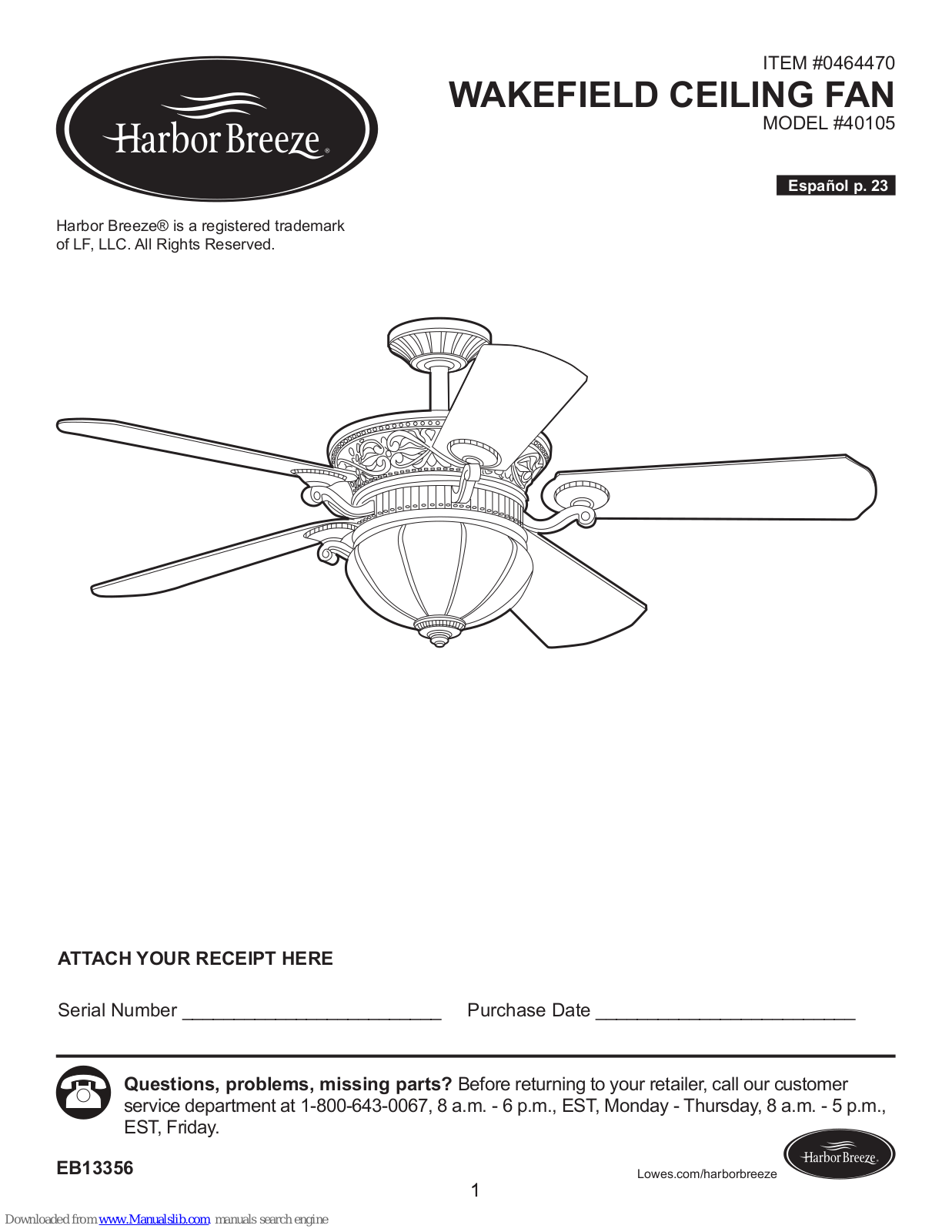 Harbor Breeze 40105 Installation Manual