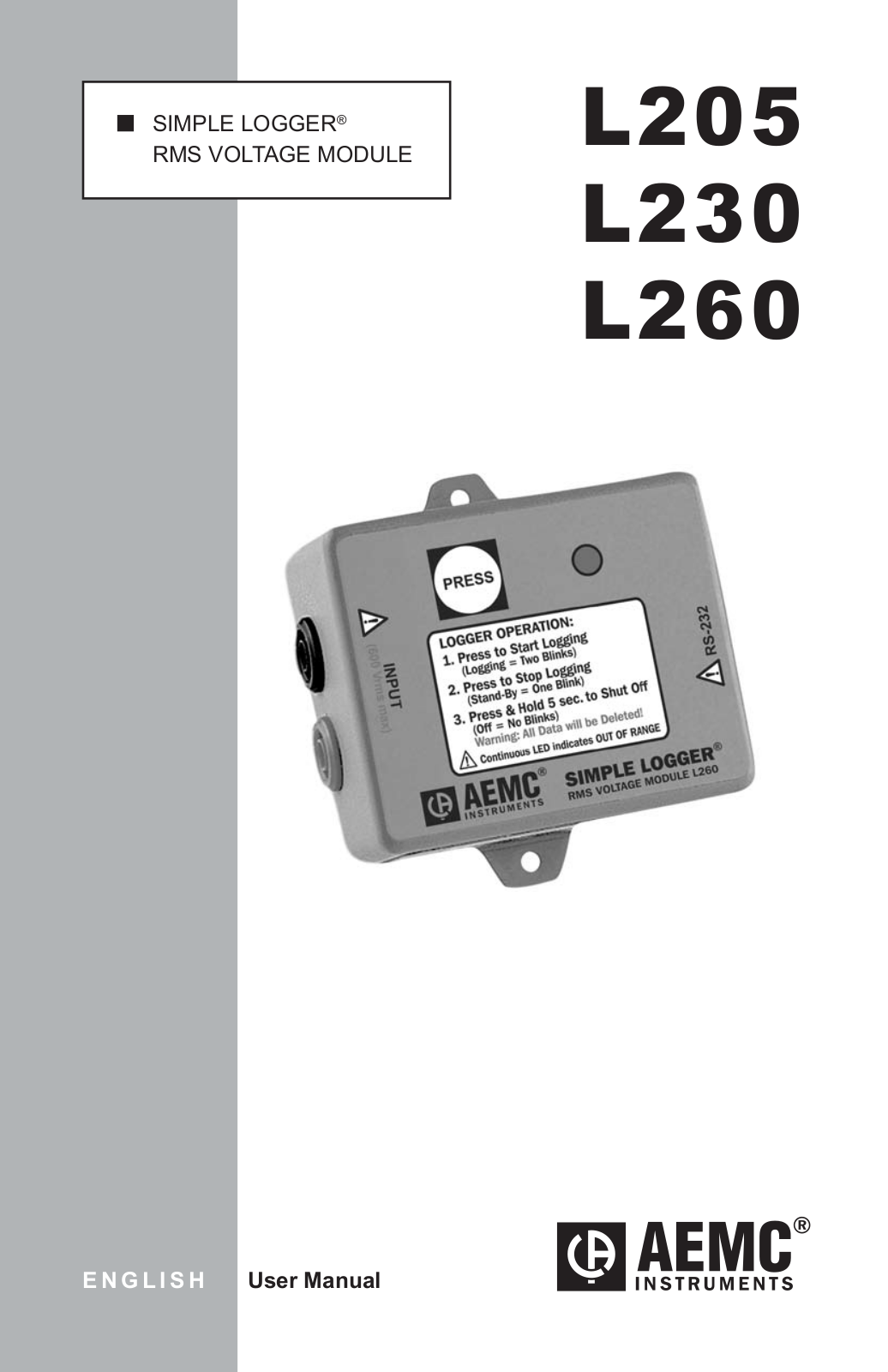 Aemc instruments L260, L205, L230 User Manual