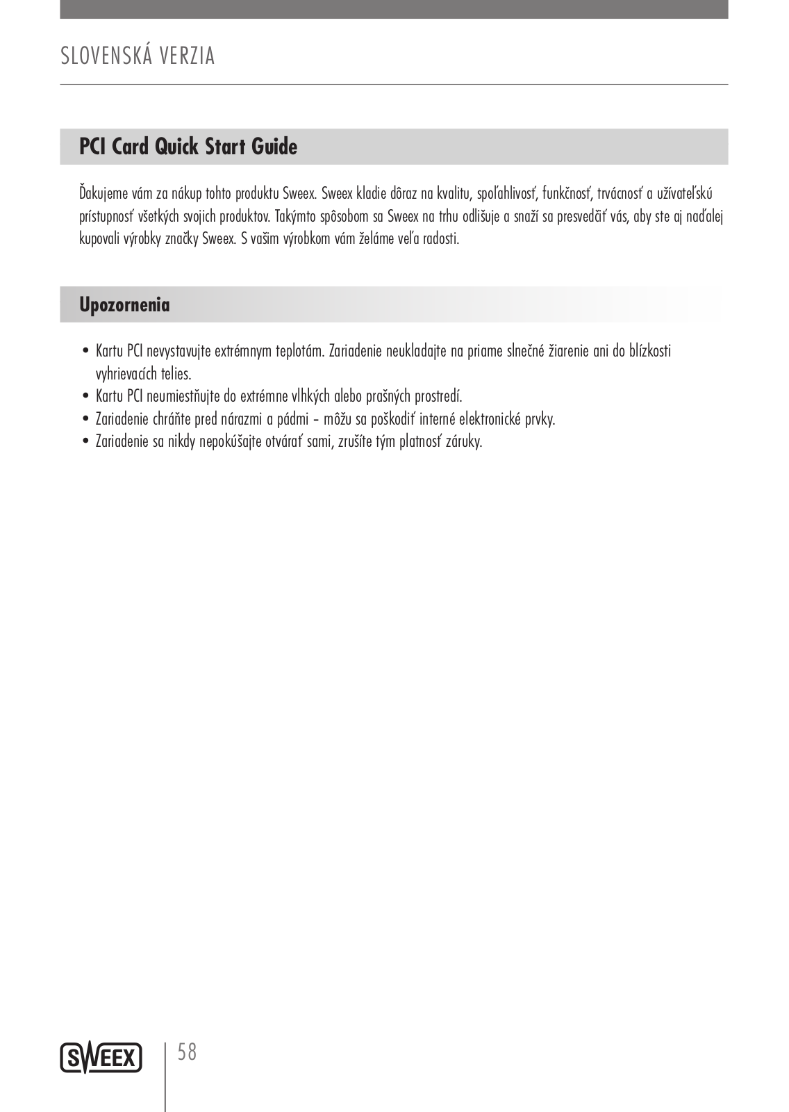 Sweex GC811 QUICK GUIDE