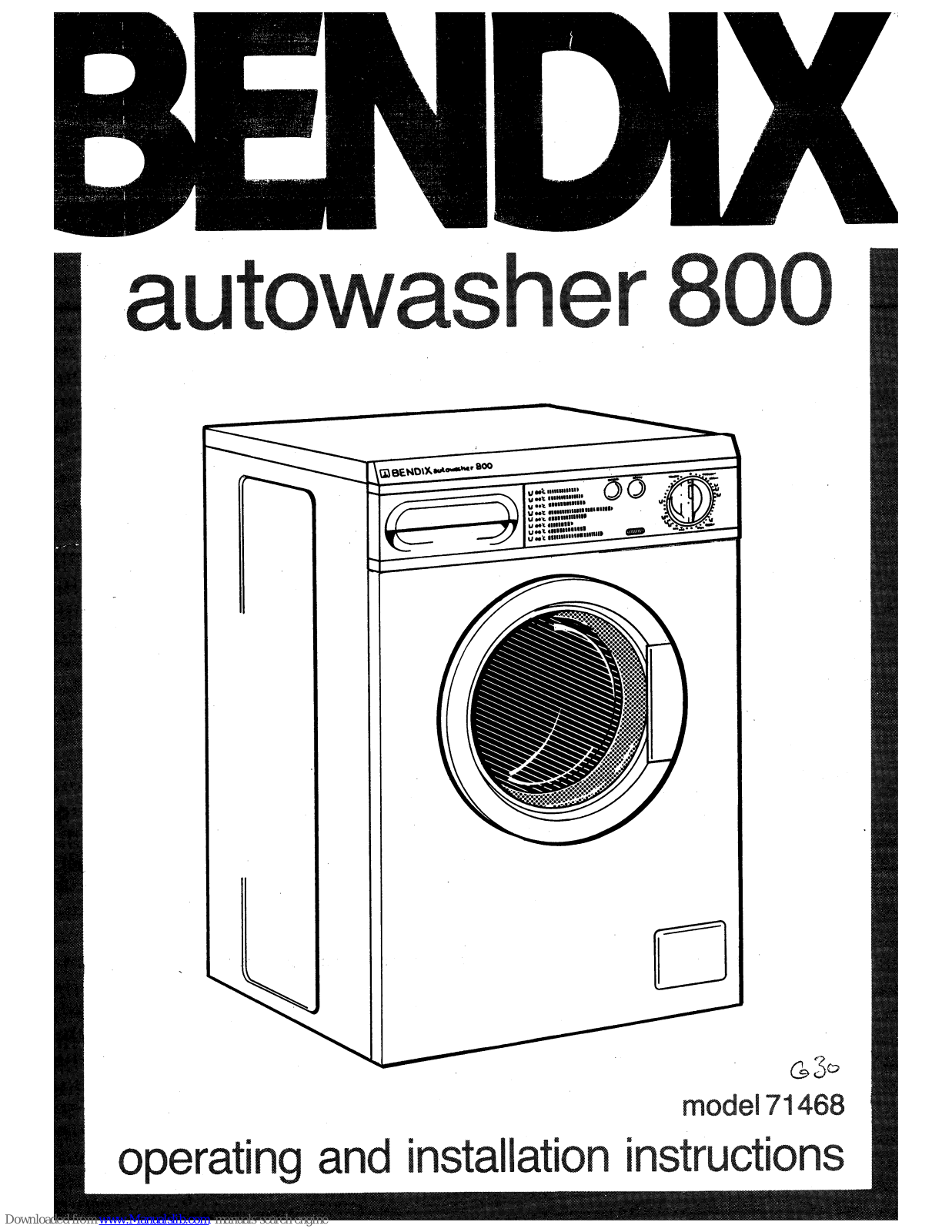 BENDIX 71468 Operating And Installation Instructions