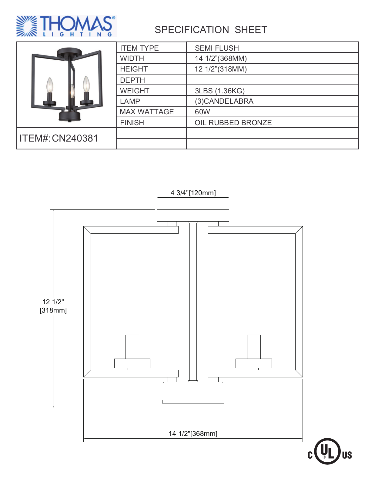 Thomas Lighting CN240381 User Manual - ManualMachine.com