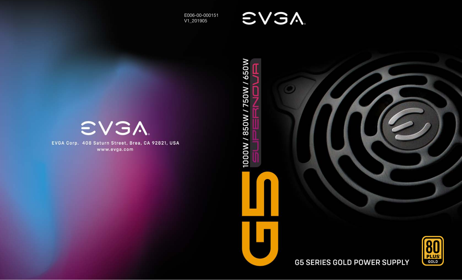 EVGA SuperNOVA 850 G5 operation manual