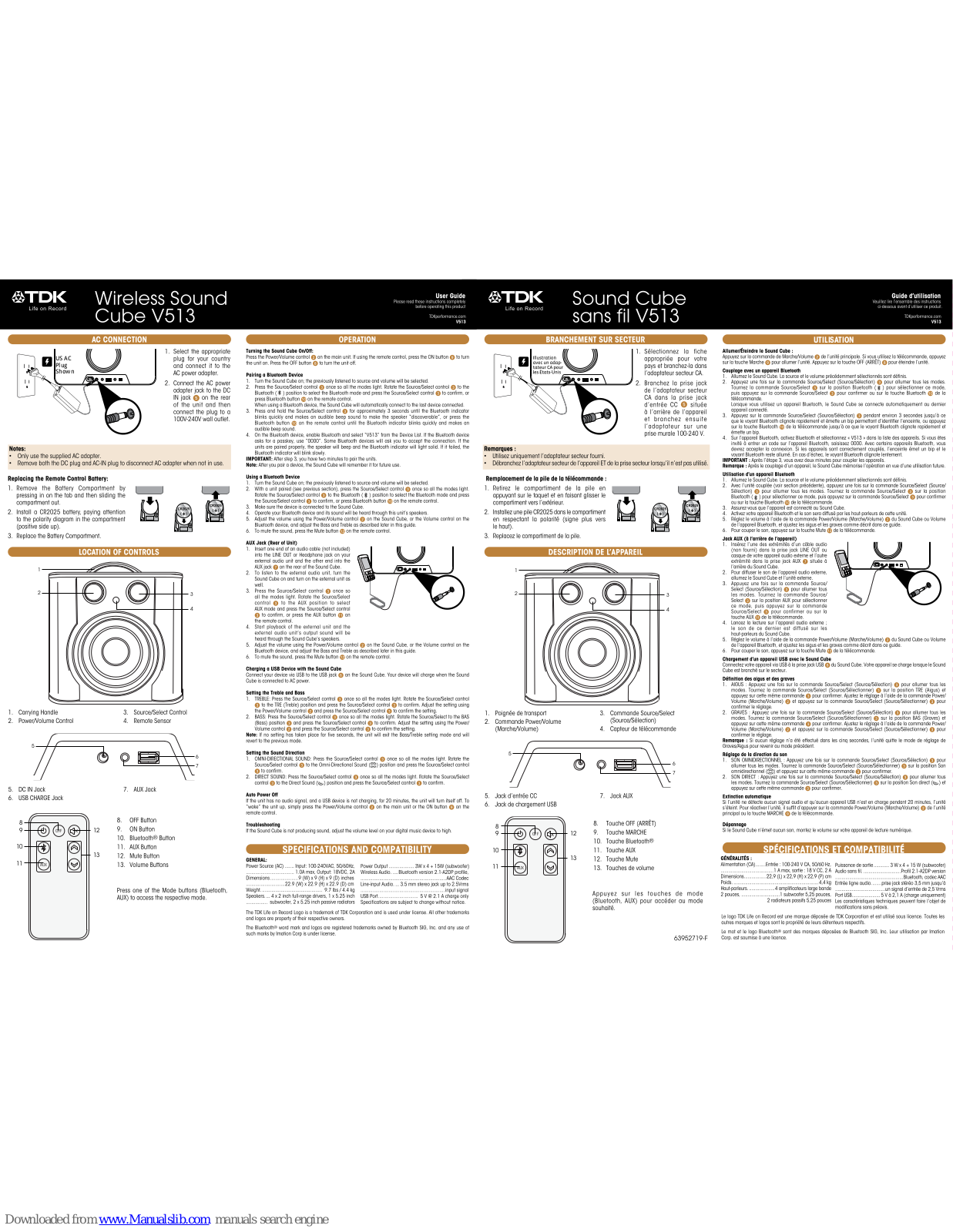 TDK Sound Cube V513 User Manual