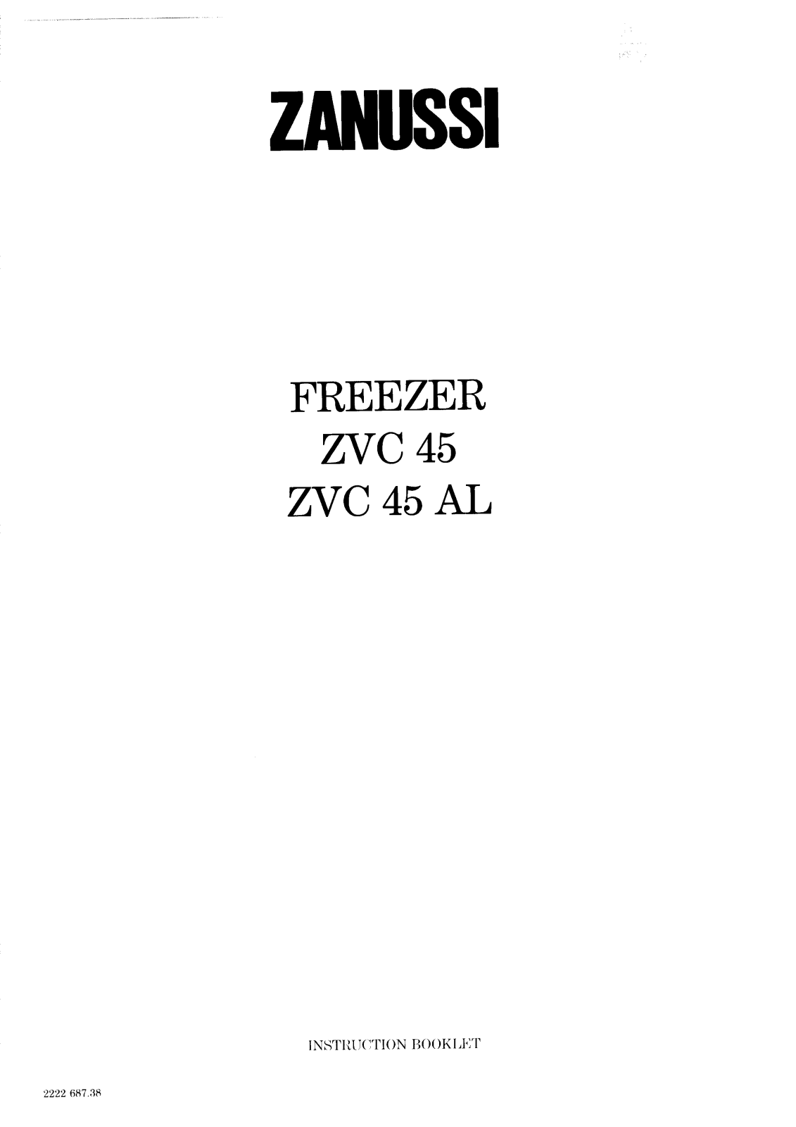 Zanussi zvc45, ZVC 45 AL User Manual