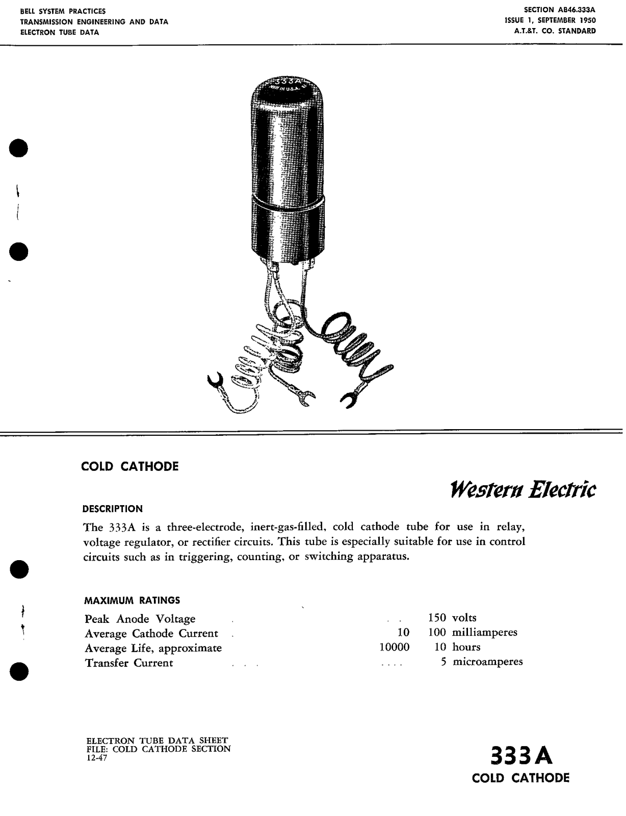 Western Electric 333-A Brochure