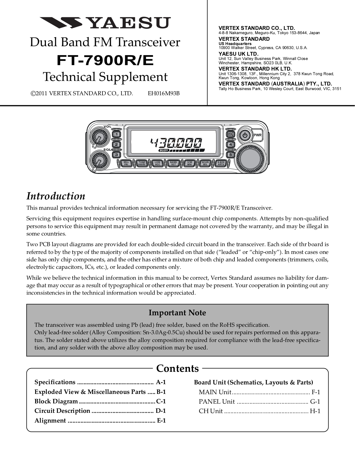 Yaesu FT-7900RSM Service Manual