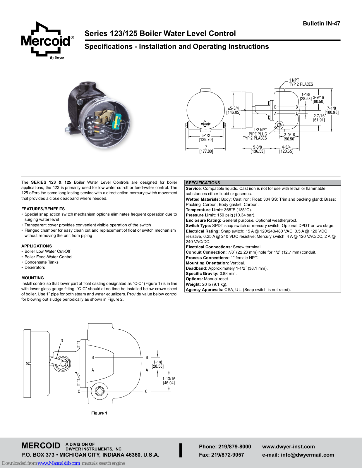 Mercoid 123, 125, 123-3 Installation Manual