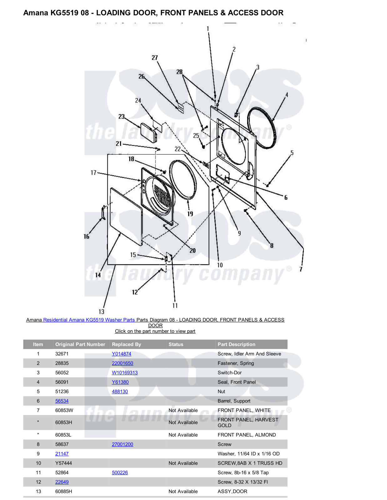 Amana KG5519 Parts Diagram