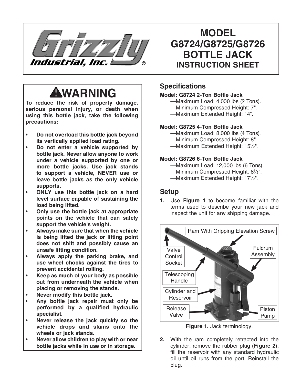 Grizzly G8726, G8724, G8725 User Manual