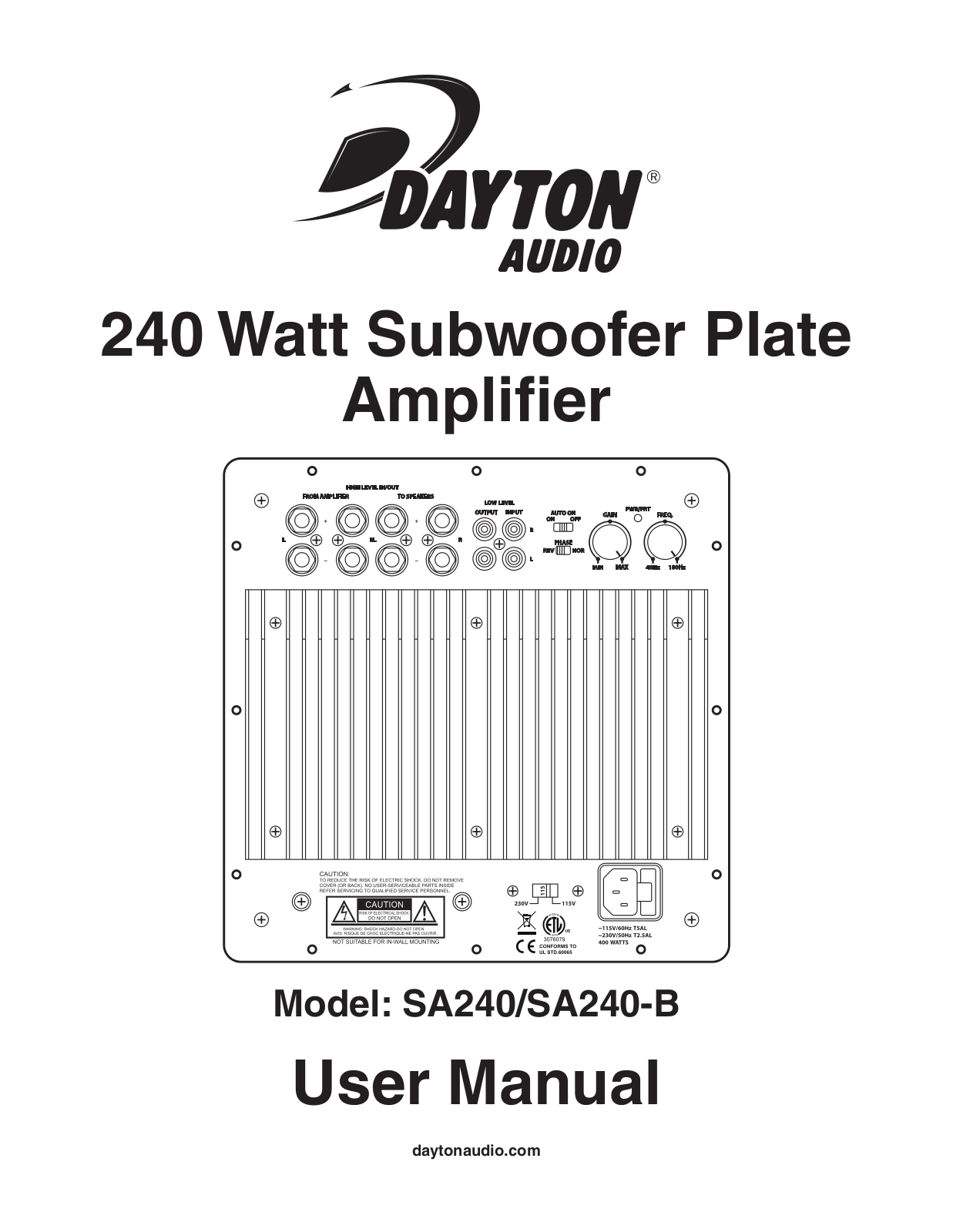 Dayton SA240-B, SA240 User Manual