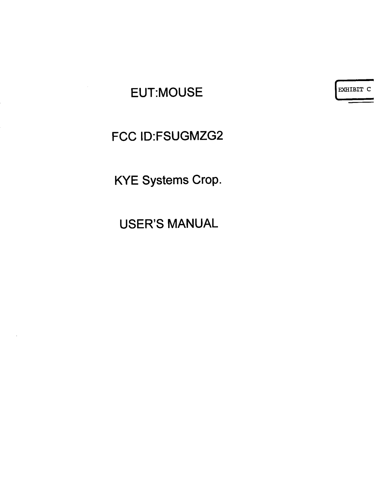 KYE SYSTEMS GMZG2 User Manual