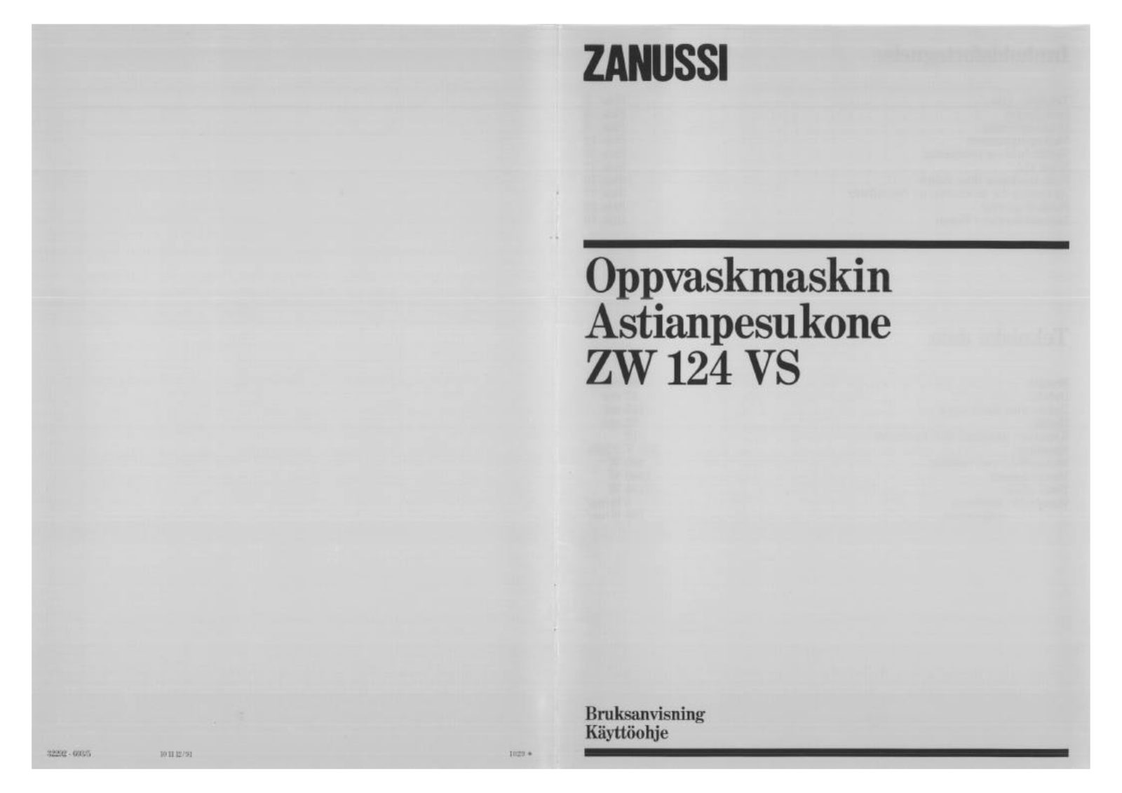 Zanussi ZW124VS User Manual