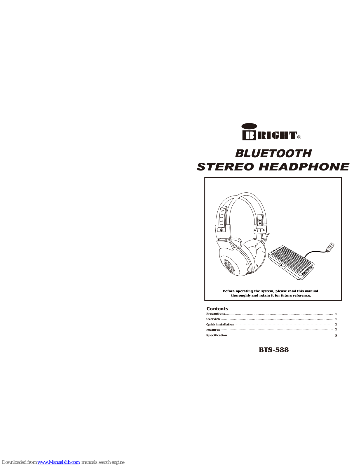 BRIGHT BTS-588 User Manual - ManualMachine.com