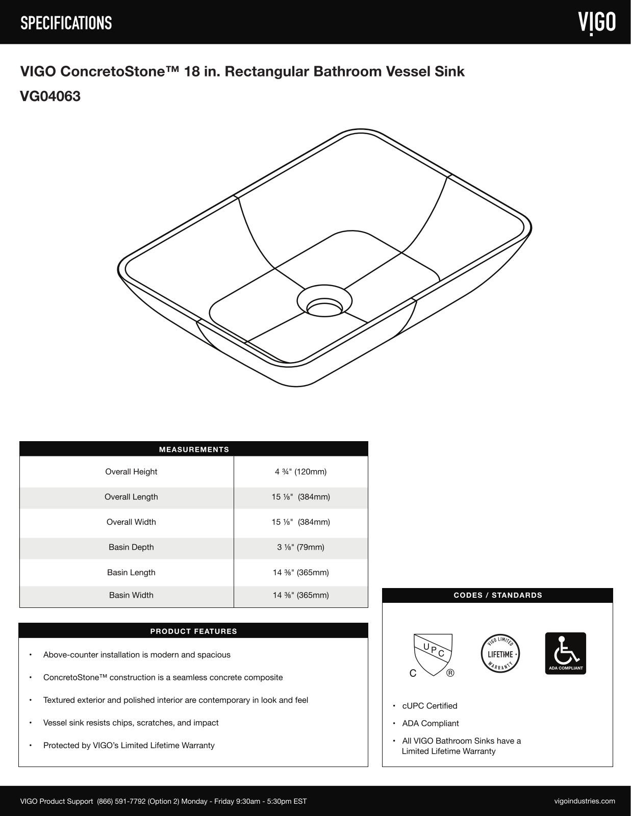 VIGO VGU11234 Specifications - ManualMachine.com